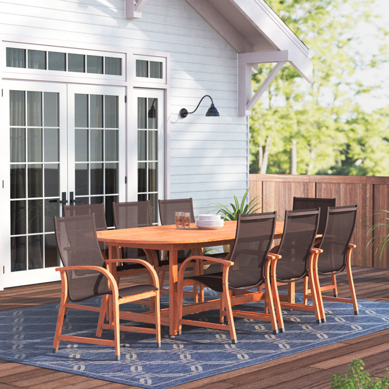 Alyisa 9 Piece Outdoor Furniture Dining Set, Brown