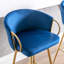 Tabouret de bar 26 po en velours bleu de 26 po avec pieds dorés et repose-pieds, option de siège confortable 2 et classique