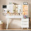 Bureau de coiffeuse éclairé en bois