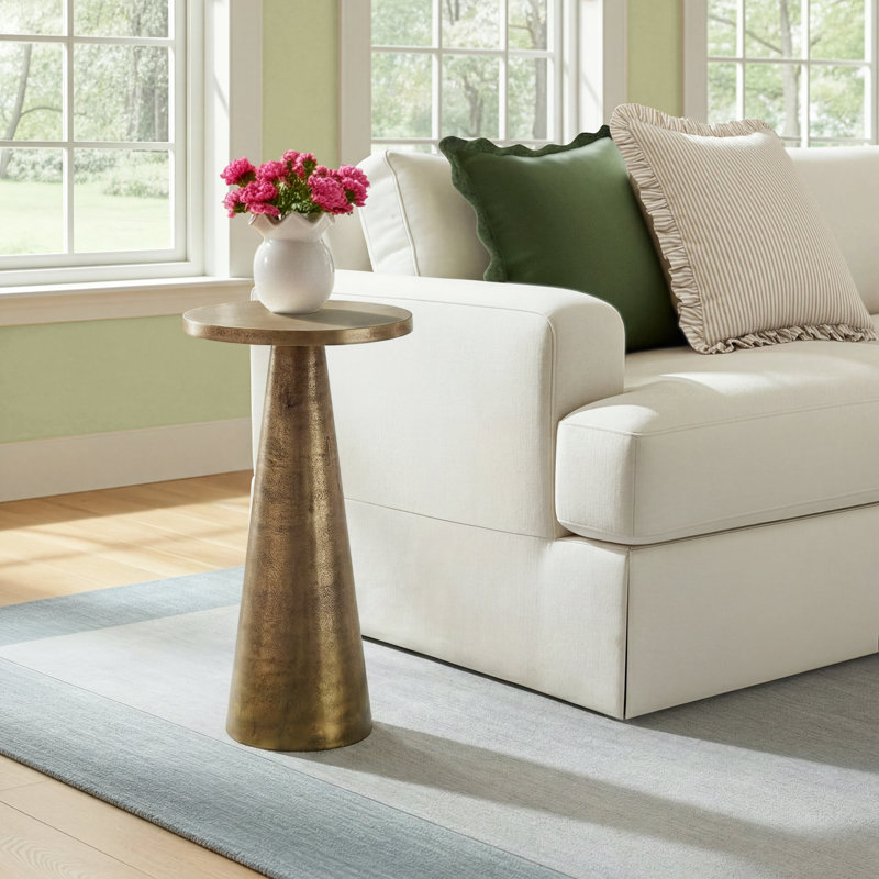 Toriane End Table, Antique Brass