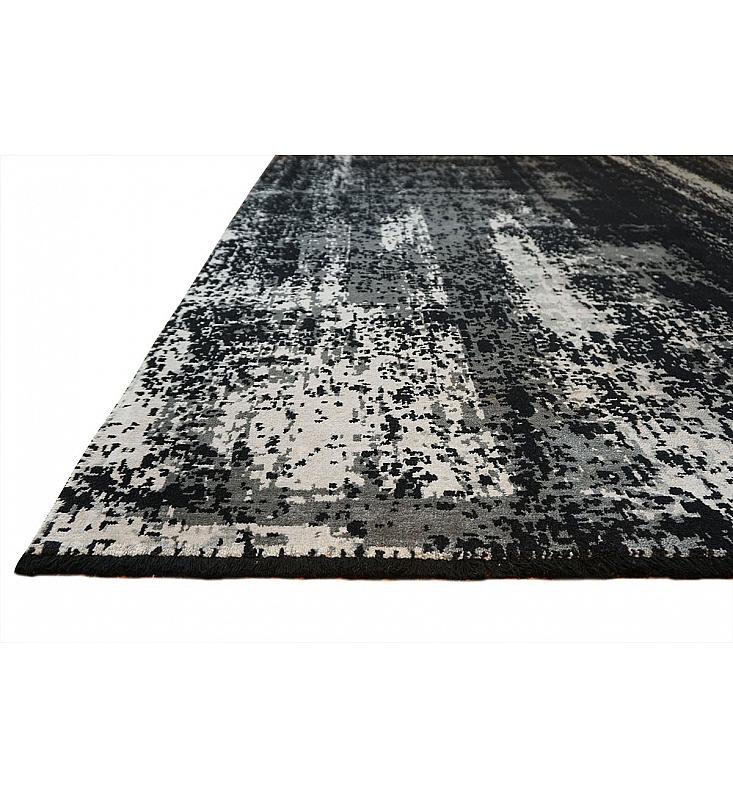 Nirvana Abstract Area Rug in Black, Rectangle 9' x 12'