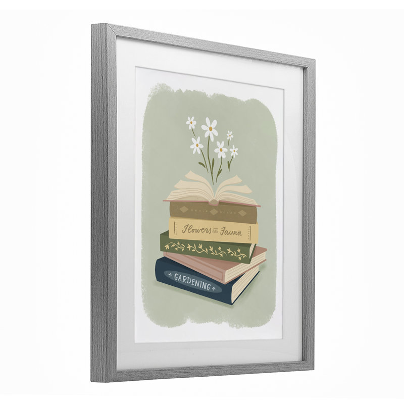 «Open Book Stack Gardening», reproduction encadrée sous verre, conception de Sandra Picco, H 21 po x l 17 po