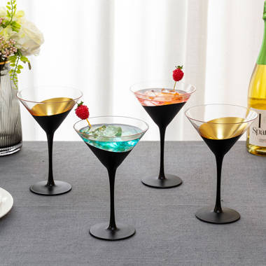 Novica Chromatic Gala Handblown Martini Glasses (Set Of 4