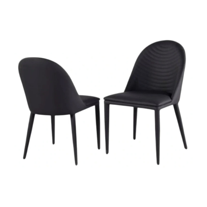 Ensemble de 2 chaises de salle à manger Envik, métal noir, similicuir, coussins en mousse, Noir