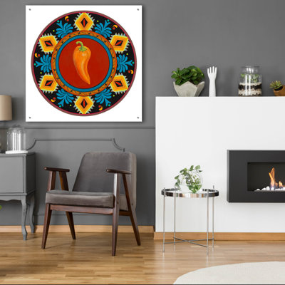  «Talavera Tex-mex 2» par Art Licensing Studio, art mural en verre acrylique, 36 po x 36 po