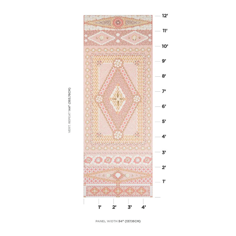 Schumacher x Mary McDonald Shell Grotto Panel B Wallpaper, Coral