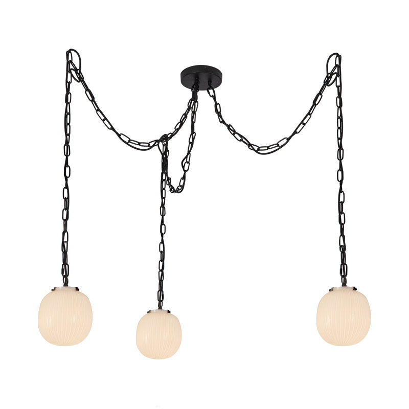 3 - Light Unique/Statement Pendant, 81.88" H x 6.75" W x 6.75" D, Black