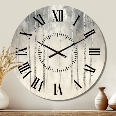 Nordic Birch Forest Calm - Scandinavian Metal Wall Clock