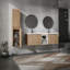 Meuble-lavabo mural moderne avec lavabo et armoire latérale, conception compacte pour des solutions de rangement élégantes