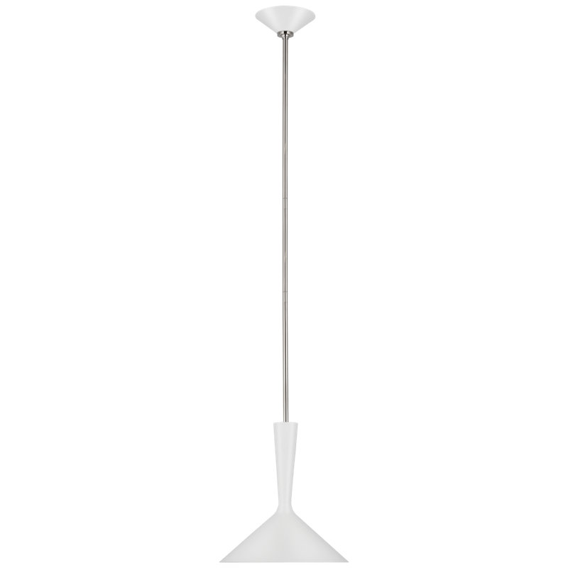 Rosetta 1 - Light Pendant, 56.75" H x 12" W x 12" D, Matte White, Matte White/Polished Nickel