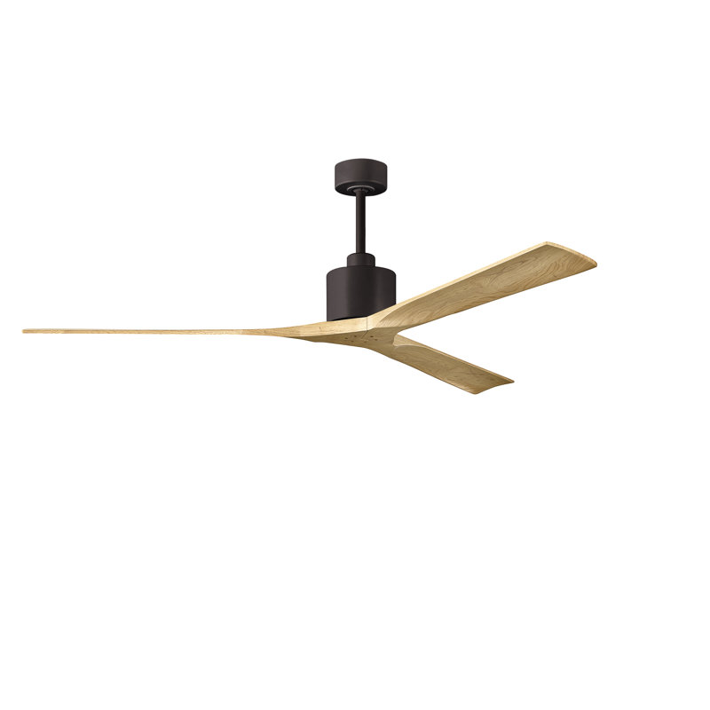 Nan XL 72" Ceiling Fan In Matte White And Matte Black Blades, Textured Bronze/Light Maple