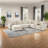 Spacious Modular Sectional Sofa, Beige Chenille U-shape With Storage