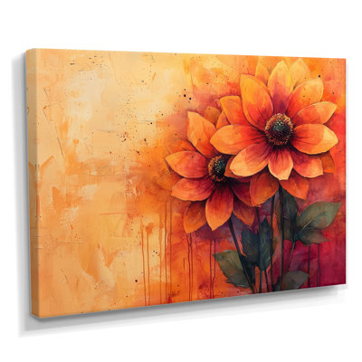 Coucher de soleil aux couleurs vives Dahlia Vision III - art mural dahlia pour le salon