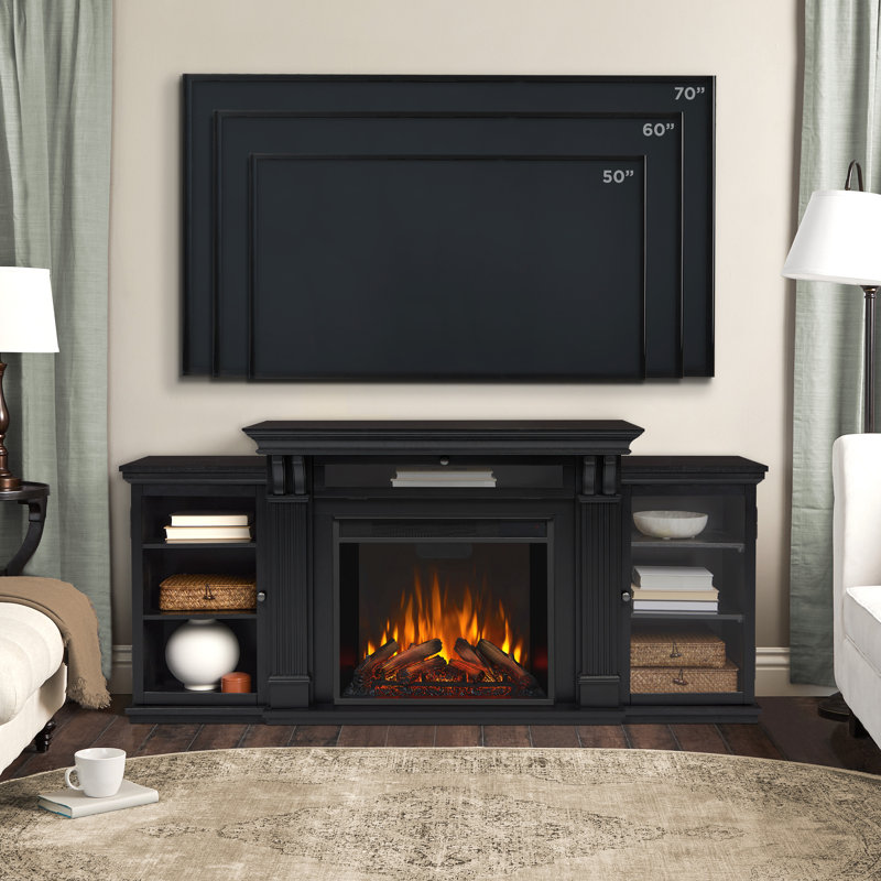 Calie 67'' TV Stand with Fireplace, Black