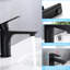 Robinet de lavabo noir mat pour la salle de bain, poignée simple, matériau en laiton, fixation à trou, style tendance, robinet en céramique, robinet de lavabo à contrôle d'eau mixte, fonction de poignée, laiton, aspect contemporain, chaud et froid-121629221