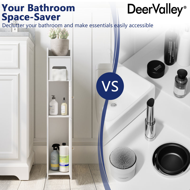 White PVC Bathroom Storage Cabinet with Toilet Paper Holder