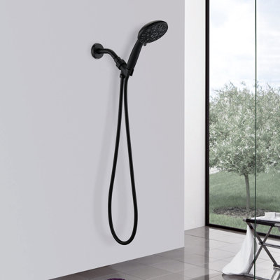 Pomme de douche noire matte avec 7 modes de jet et douche à main légère à 7 réglages, noir, rouille