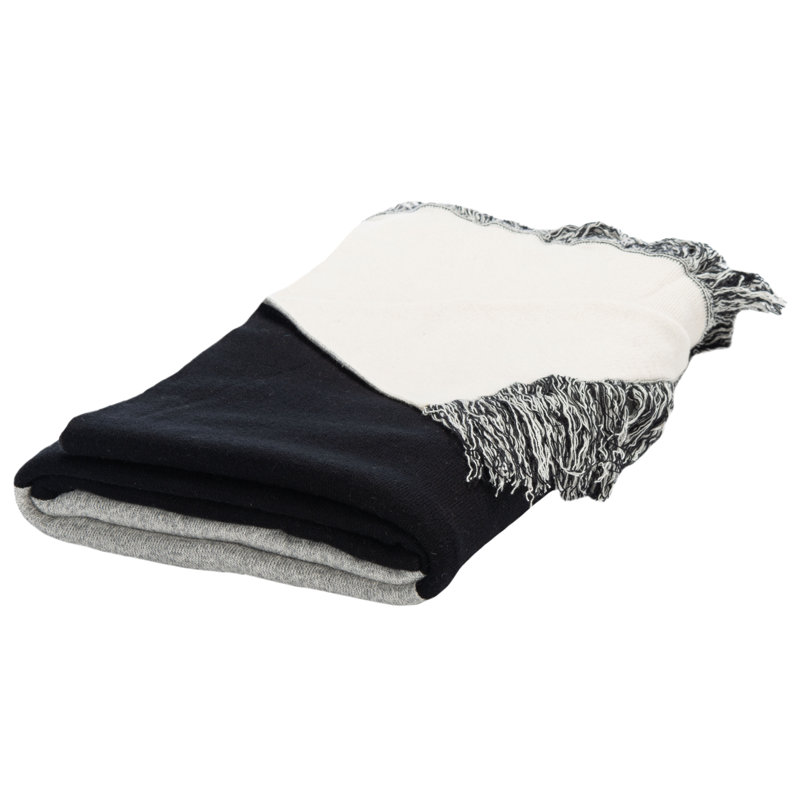Buruma 60" x 50" Black and Beige Cotton Throw Blanket