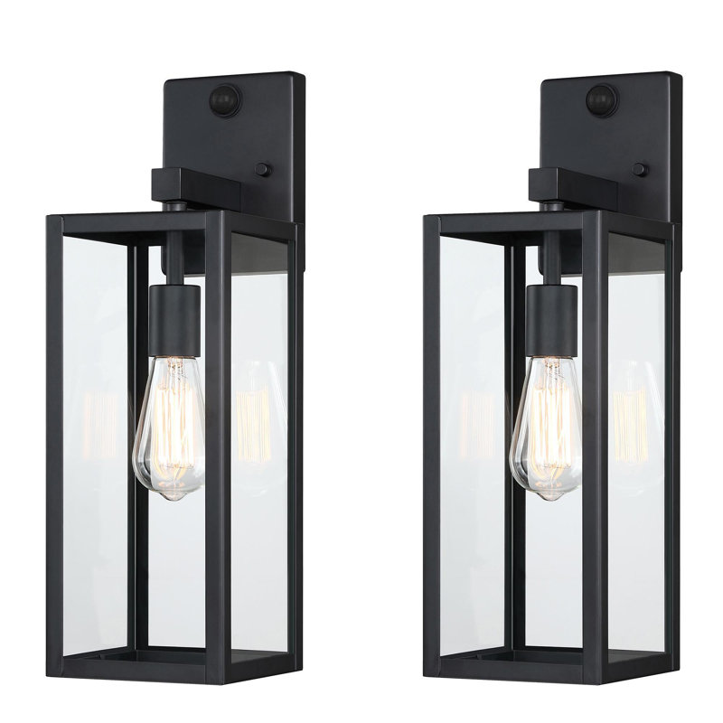 Ulonda Wall Light with Motion Sensors, 18.74" H x 5.91" W x 5.91" D, Matte Black, 2 Lights