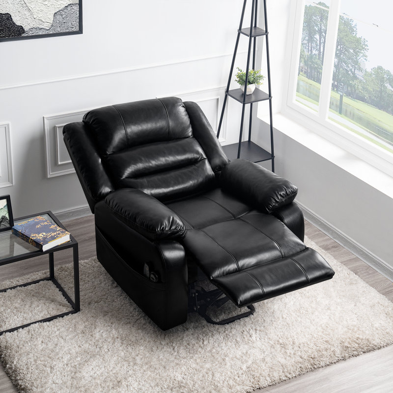 Premium Air Leather Power Recliner Chair with Lift Assist, Massage and Heating function, Black