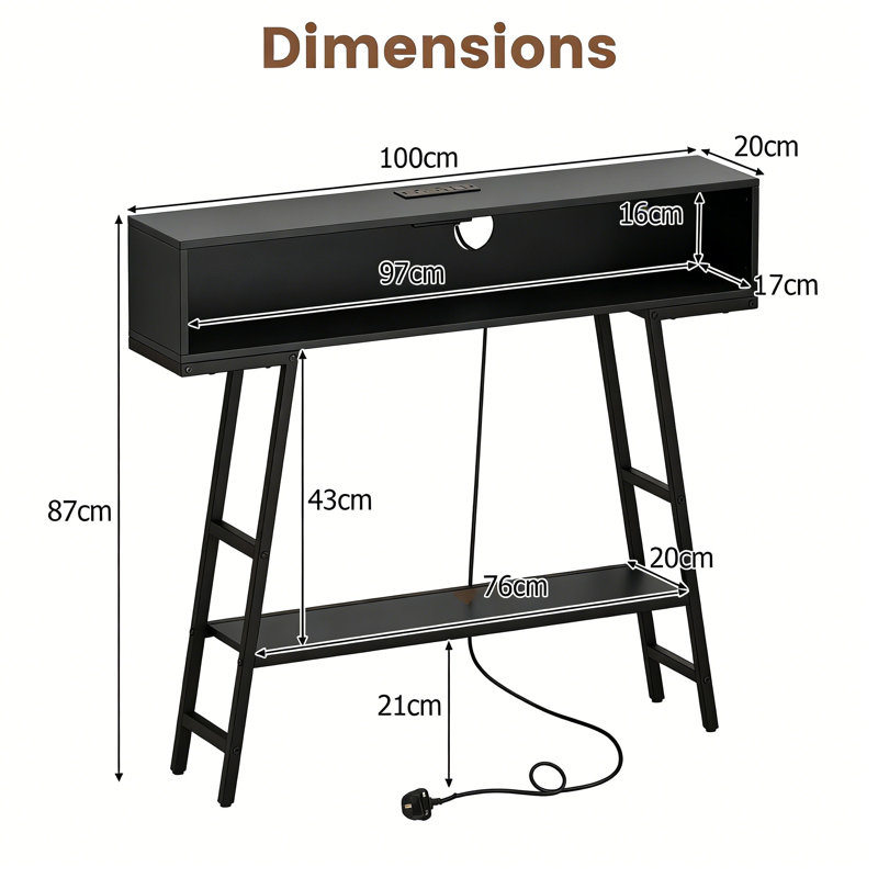 100cm Console Table, Black