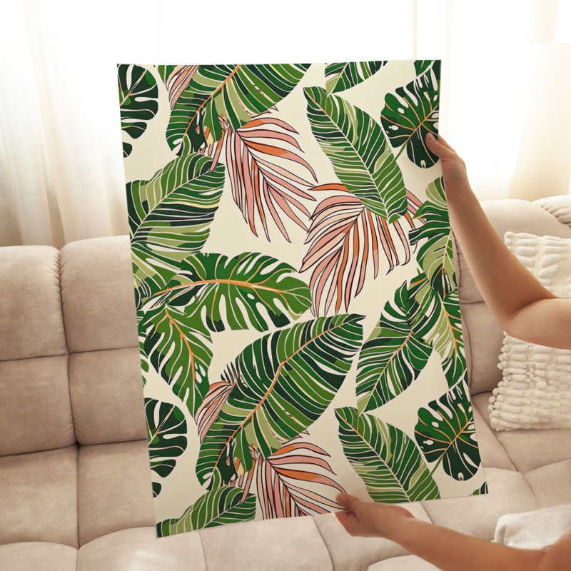 «Botanical Monstera Leaves», motif tropical non encadré, H 36 po x l 24 po