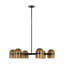 Avroko Octavia 6-light chandelier in blackened bronze finish with bright worn brass shades