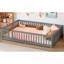 Lit grand format avec garde-corps et porte pour enfants, gris-424952312-424952316