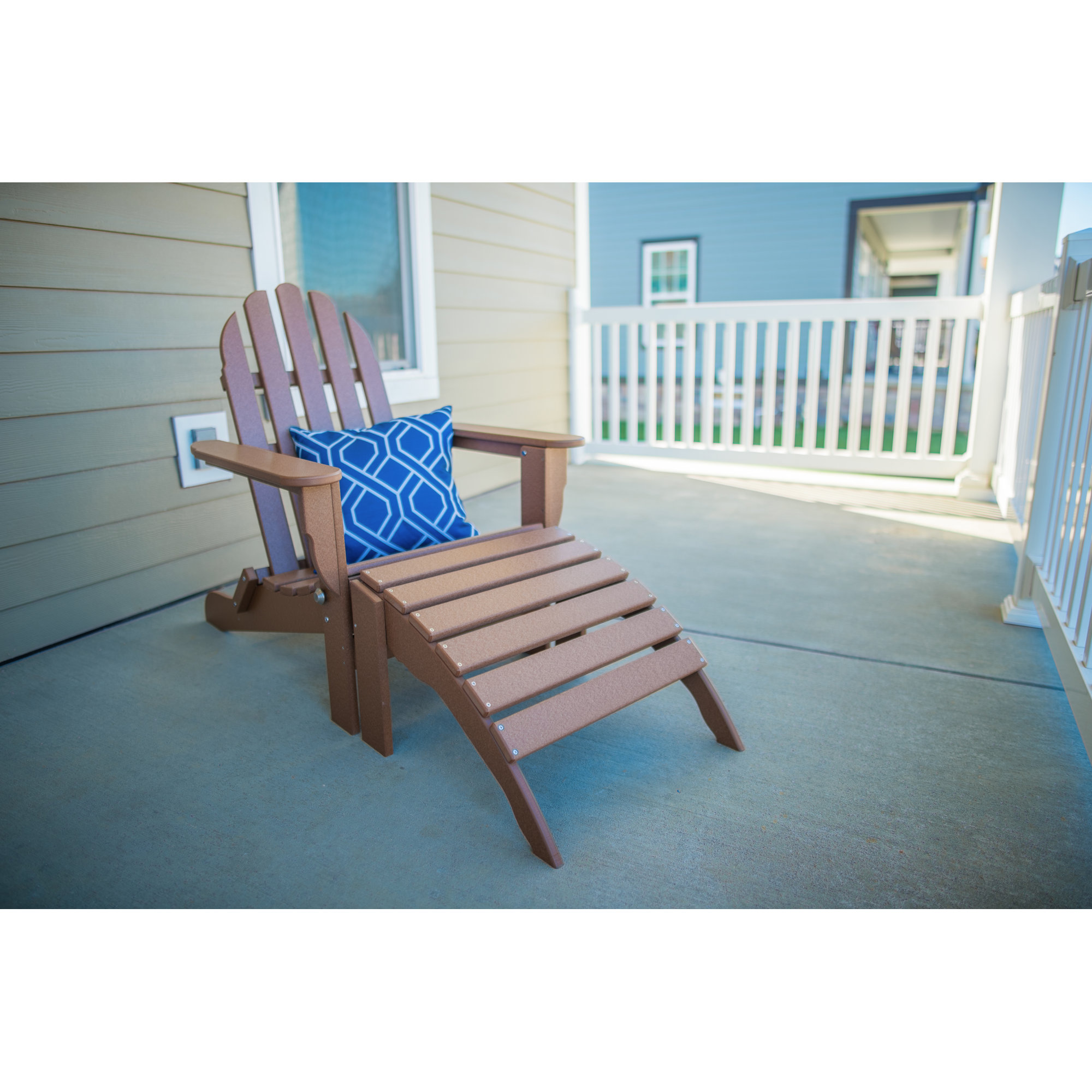 Leighton Foldable Outdoor Adirondack Chair With Ottoman, Teak