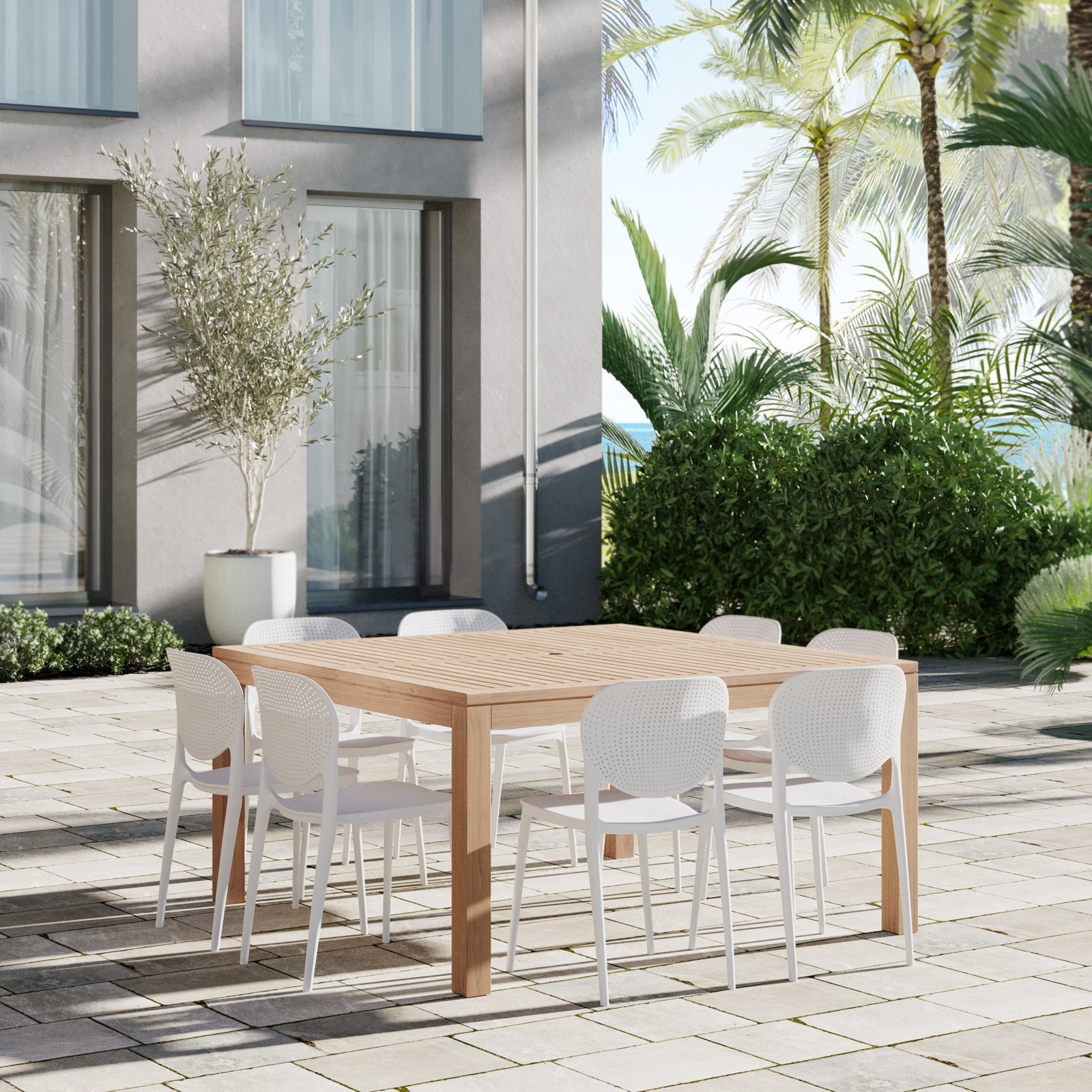Anautica 59" Teak Patio Dining Set