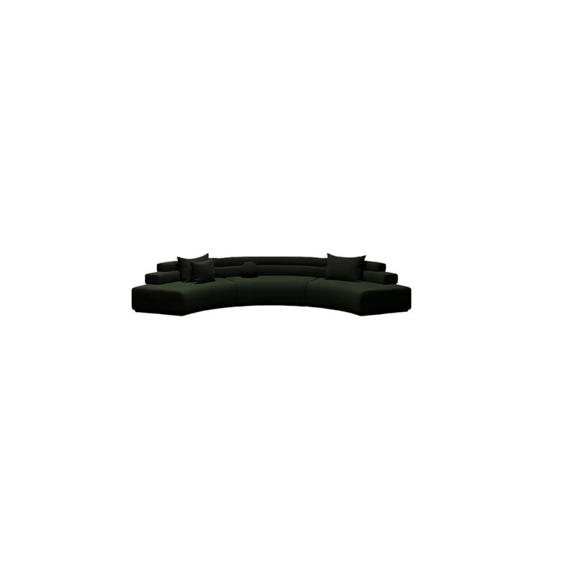 Canapé de luxe semi-circulaire courbé, H 25,59 po x l 125,98 po x P 37,4 po