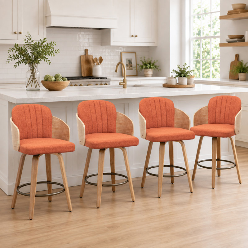 Tabourets de bar Tyandra, Rouille, Tabouret de comptoir (siège d'une hauteur de 25,3