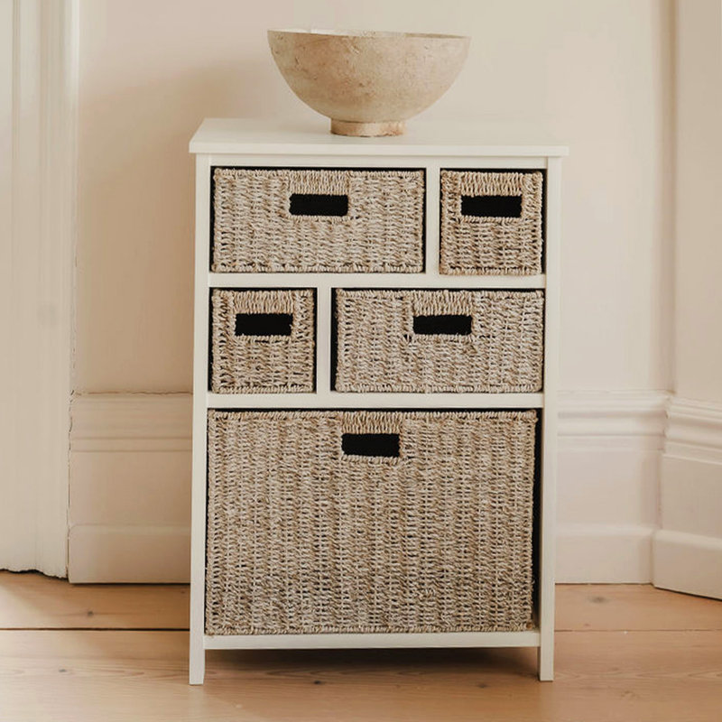 Bastogne 56cm W 5 - Drawer Chest of Drawers, White/Beige