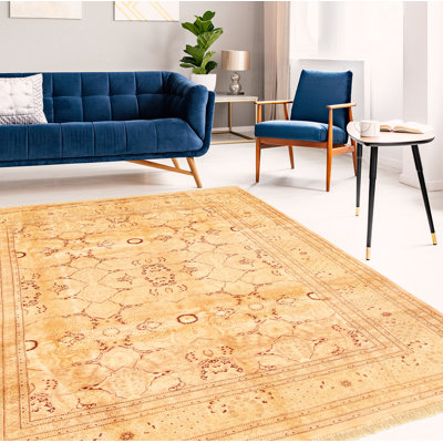 One-of-a-Kind Rectangle 6'1" X 8'9" New Age Wool Area Rug in Beige