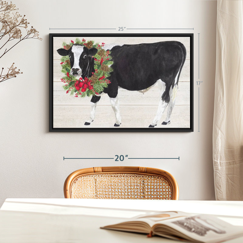 Fêtes "Noël à la ferme III - Vache avec couronne", H 17 po x l 25 po