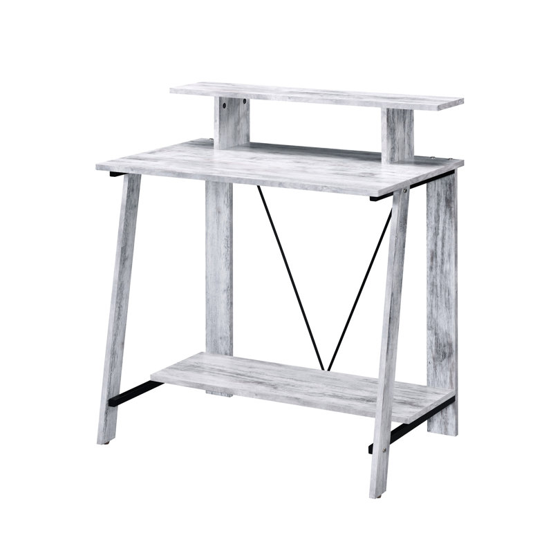 Bureau élégant avec dossier en V en métal et tablette supérieure pour un bureau stylé et pratique, avec option de panneaux épais