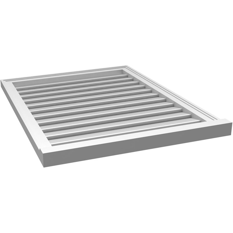 Évent à pignon fonctionnel en uréthane rectangulaire à fixation en surface, brun clair apprêté, H 36 po x l 28 po x P 2 po