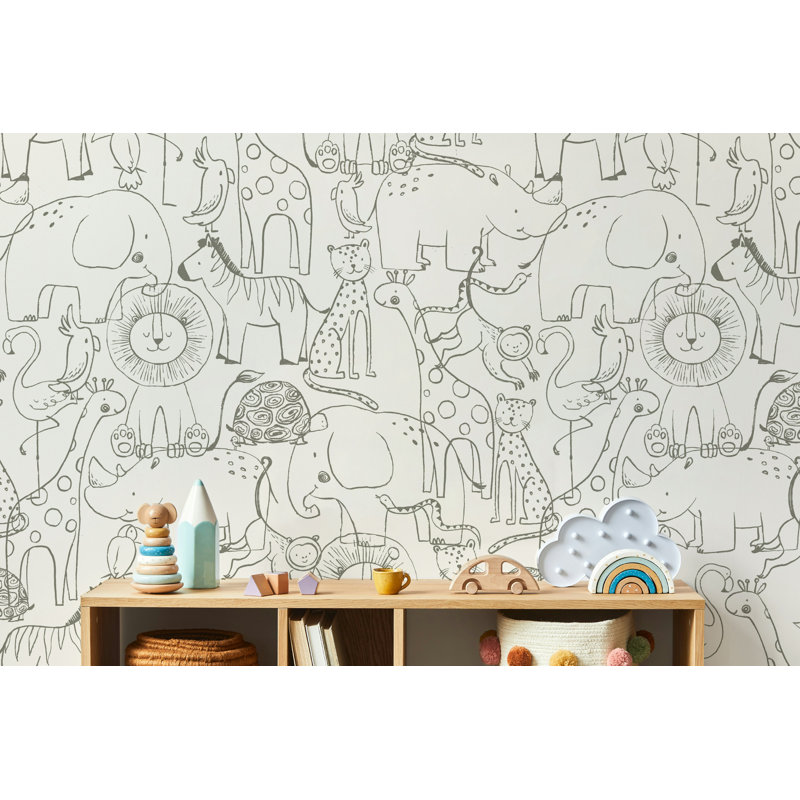 Papier peint croquis d'animaux Safari