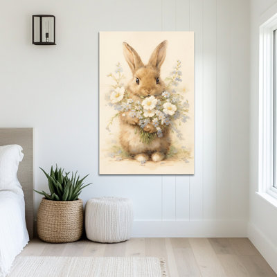  Reproduction d'art de lapin de Pâques au printemps, décoration murale de lapin de Pâques au printemps, décorations murales de fleurs de lapin et de printemps, impressions de Pâques pour le salon, la chambre d'enfant, la chambre de bébé, la chambre de bébé