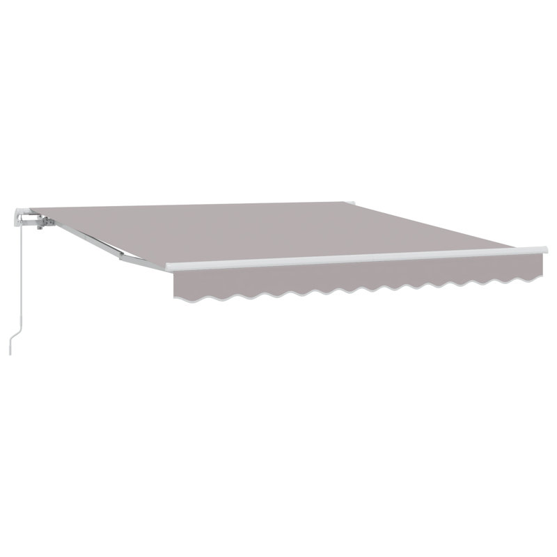 Brayden Studio Retractable Patio Awning, Grey/White, 300 cm W x 250 cm D