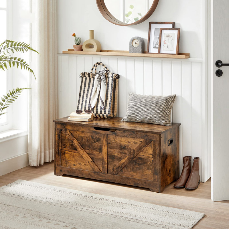 Deziree Storage Bench, 46cm H x 100cm W x 40cm D, Rustic Brown