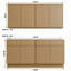 Ensemble d'armoires de cuisine modulaires 60 po avec 2 armoires murales et 2 armoires de base à 2 tiroirs, fabrication en contreplaqué, cadres et tiroirs en bois massif, placage de chêne blanc, quincaillerie à fermeture en douceur