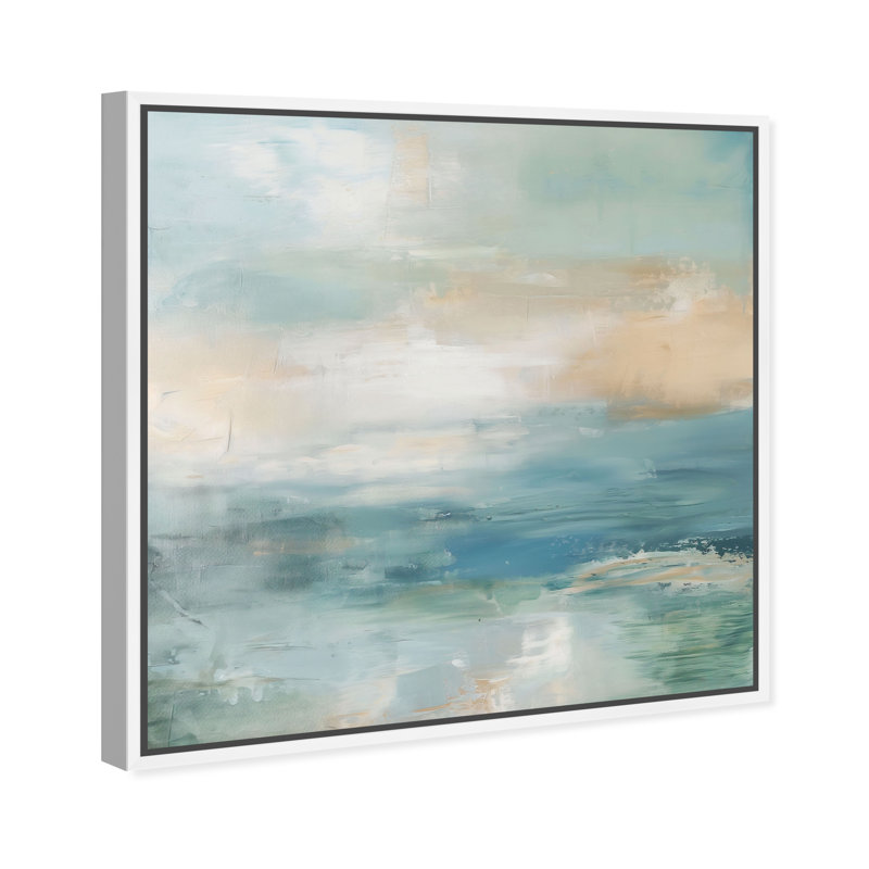 Turquoise Echoes II Canvas Abstract Print by Oliver Gal, Black Frame, 12 x 12, 31"H x 31"W, White Frame