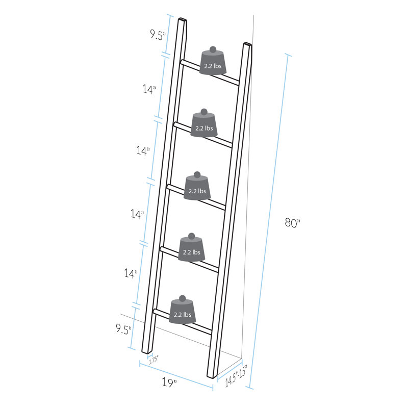 6.7 ft Blanket Ladder, Natural Rubberwood