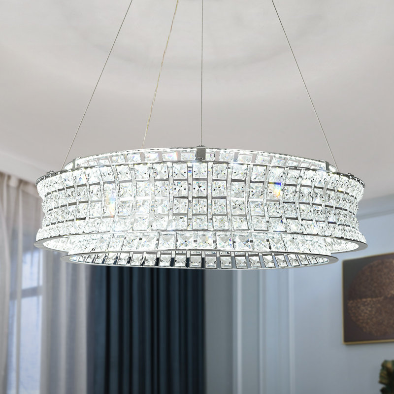 LED Chandelier, 16cm H x 59.9cm W x 59.9cm D, Chrome