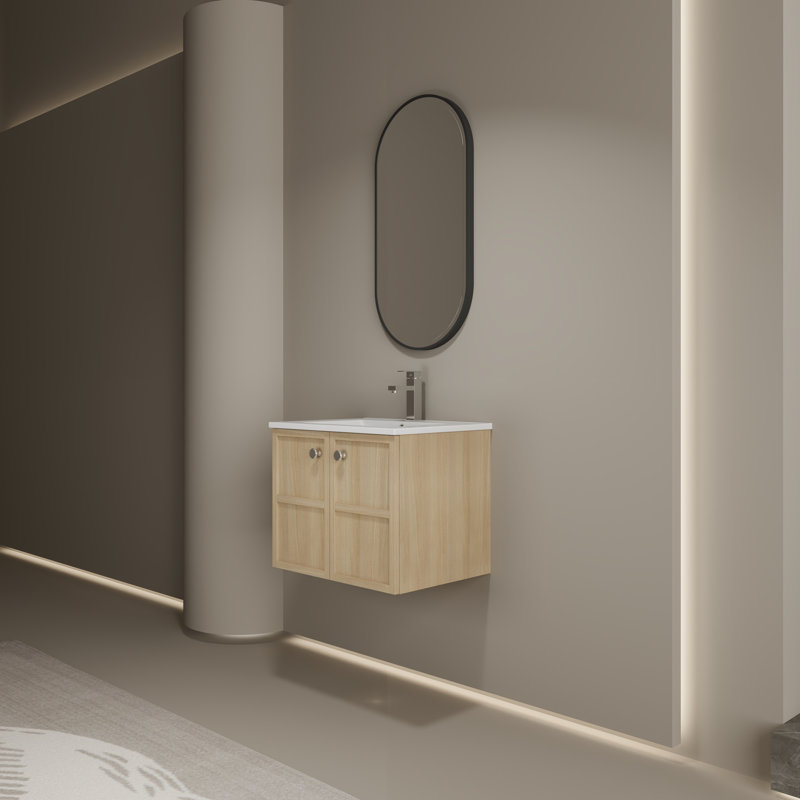 Meuble-lavabo mural avec lavabo en céramique