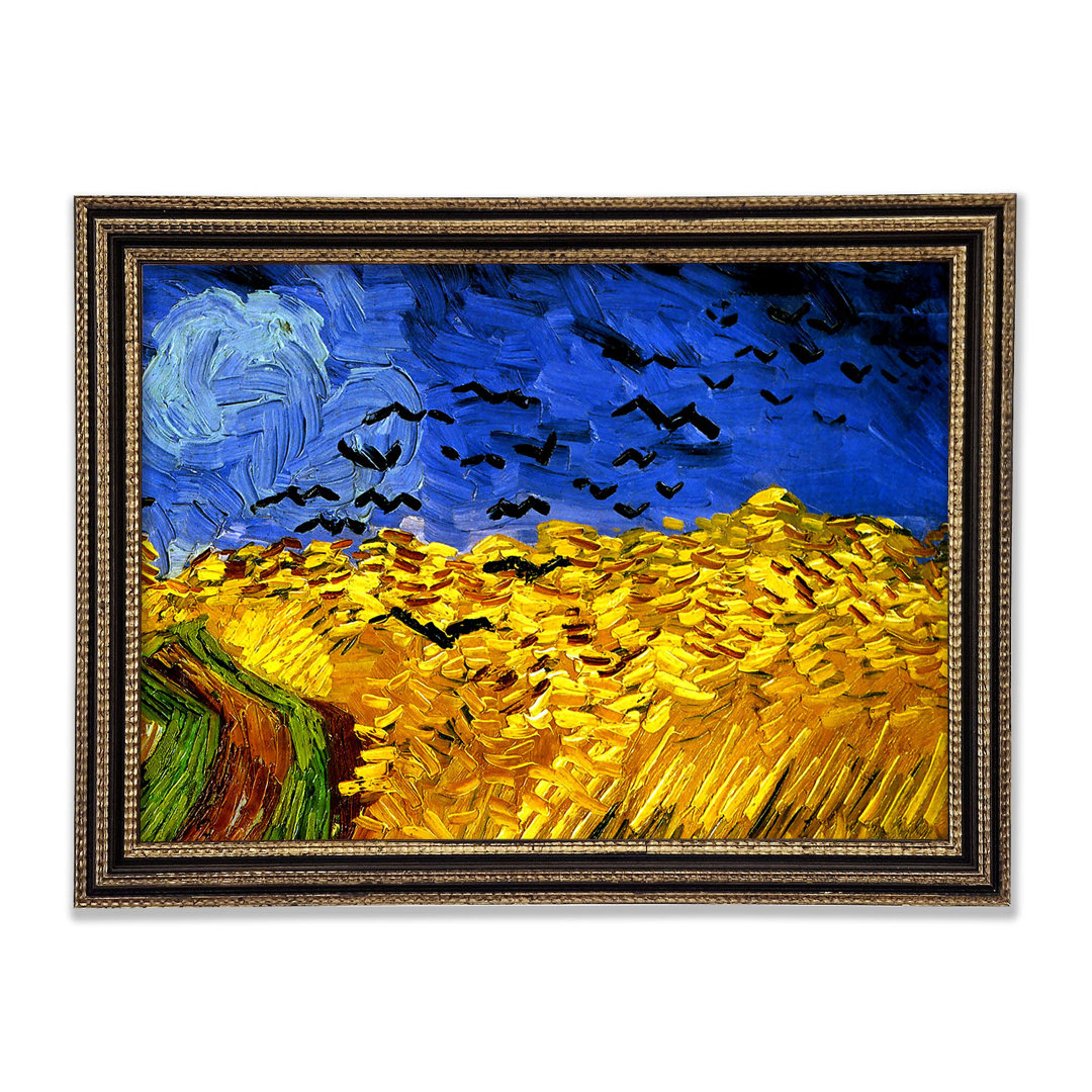 Gerahmtes Wandbild Wheat Field With Crows 02