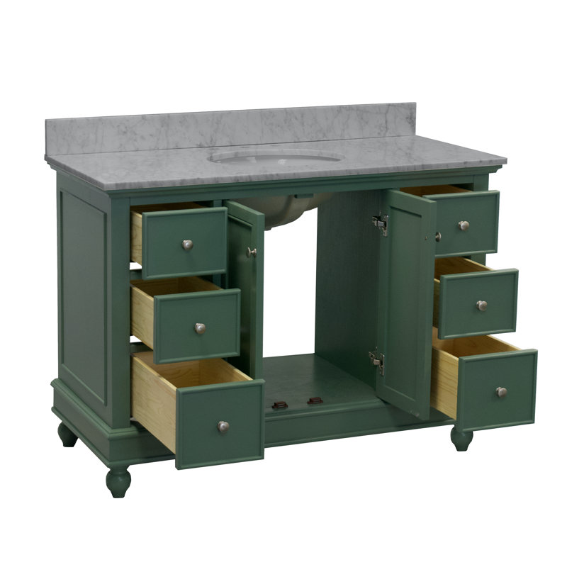 Ensemble de meuble-lavabo simple 48 po Ferdinand, Marbre de Carrare, Vert sauge