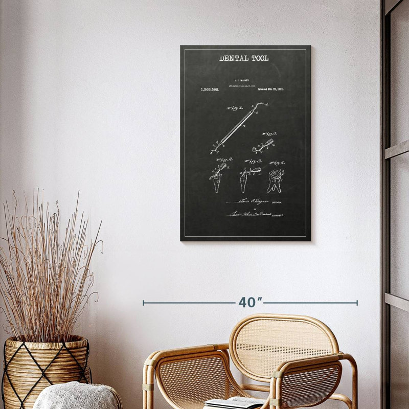 Brevet de dentiste sur toile, H 36 po x l 24 po x P 1,25 po