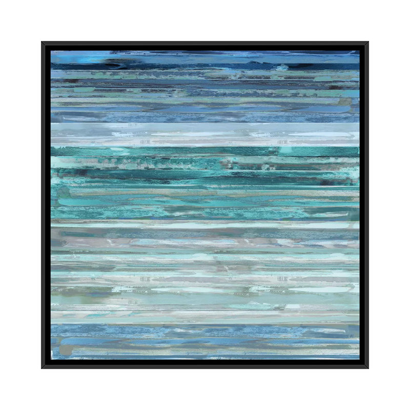 «Strata in Aqua», reproduction d'art sur toile, H 12 po x l 12 po x P 1,5 po, Toile avec cadre noir